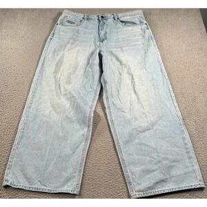 Empyre Jeans Men 38x28 Blue Denim Wide-Leg Baggy Skater Hip-Hop Drawstring Y2K